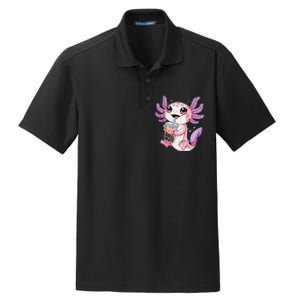 Axolotl Cute Kawaii Anime Boba Tea Gift Dry Zone Grid Polo