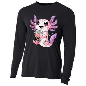 Axolotl Cute Kawaii Anime Boba Tea Gift Cooling Performance Long Sleeve Crew