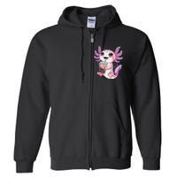 Axolotl Cute Kawaii Anime Boba Tea Gift Full Zip Hoodie