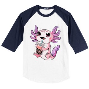 Axolotl Cute Kawaii Anime Boba Tea Gift Baseball Sleeve Shirt