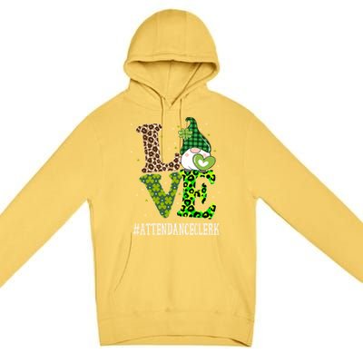 Attendance Clerk Love St Patricks Day Gnome Leopard Funny Gift Premium Pullover Hoodie