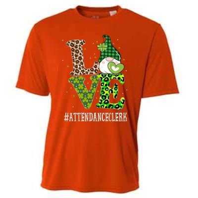 Attendance Clerk Love St Patricks Day Gnome Leopard Funny Gift Cooling Performance Crew T-Shirt