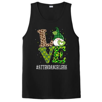 Attendance Clerk Love St Patricks Day Gnome Leopard Funny Gift PosiCharge Competitor Tank