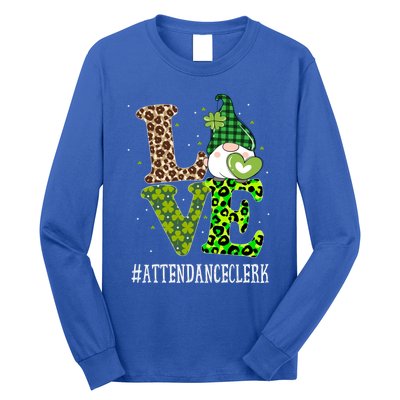 Attendance Clerk Love St Patricks Day Gnome Leopard Funny Gift Long Sleeve Shirt