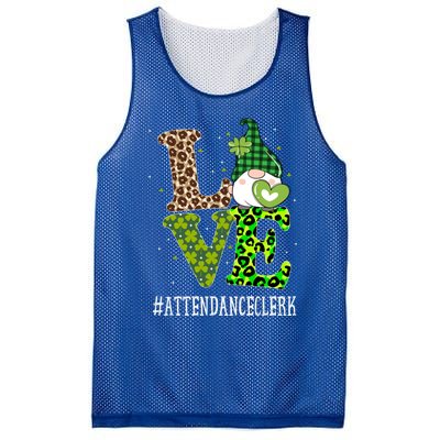 Attendance Clerk Love St Patricks Day Gnome Leopard Funny Gift Mesh Reversible Basketball Jersey Tank