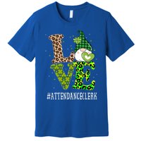 Attendance Clerk Love St Patricks Day Gnome Leopard Funny Gift Premium T-Shirt