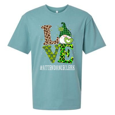 Attendance Clerk Love St Patricks Day Gnome Leopard Funny Gift Sueded Cloud Jersey T-Shirt