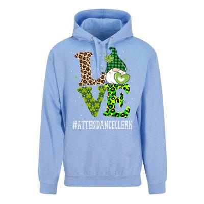 Attendance Clerk Love St Patricks Day Gnome Leopard Funny Gift Unisex Surf Hoodie