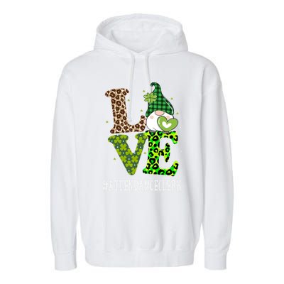 Attendance Clerk Love St Patricks Day Gnome Leopard Funny Gift Garment-Dyed Fleece Hoodie