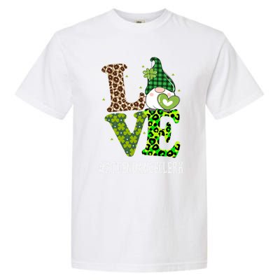 Attendance Clerk Love St Patricks Day Gnome Leopard Funny Gift Garment-Dyed Heavyweight T-Shirt