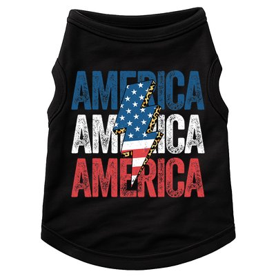 America Cheetah Leopard Lightning Bolt 4th Of July Doggie Tank