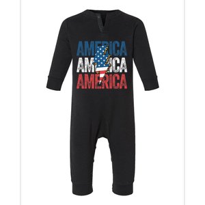 America Cheetah Leopard Lightning Bolt 4th Of July Infant Fleece One Piece