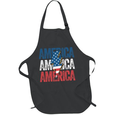 America Cheetah Leopard Lightning Bolt 4th Of July Apron