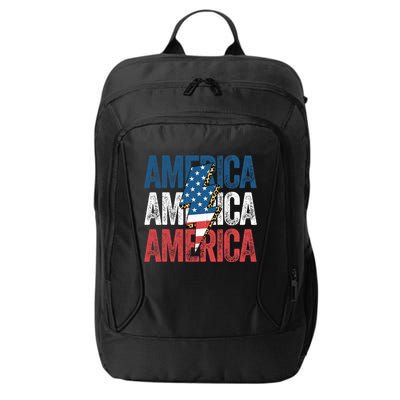 America Cheetah Leopard Lightning Bolt 4th Of July City Backpack