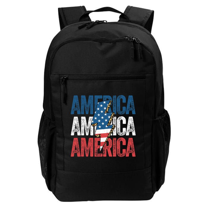 America Cheetah Leopard Lightning Bolt 4th Of July Backpack