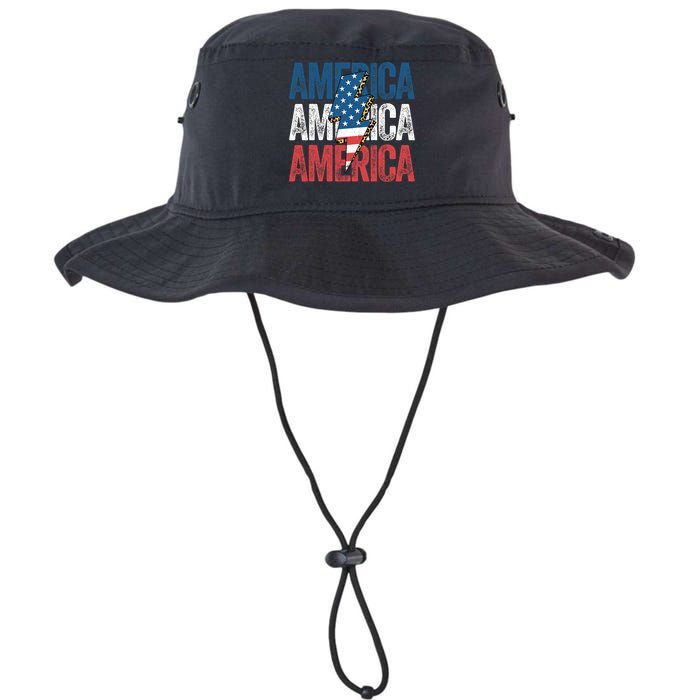 America Cheetah Leopard Lightning Bolt 4th Of July Bucket Hat