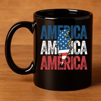 America Cheetah Leopard Lightning Bolt 4th Of July 11oz C Handle Ceramic Mug