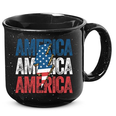 America Cheetah Leopard Lightning Bolt 4th Of July 15oz Campfire Ceramic Mug