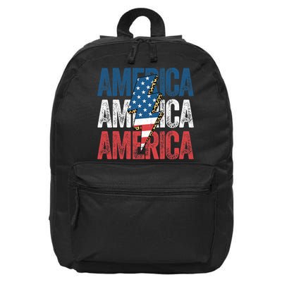 America Cheetah Leopard Lightning Bolt 4th Of July 16 in Basic Backpack