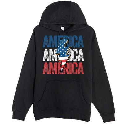 America Cheetah Leopard Lightning Bolt 4th Of July Premium Pullover Hoodie