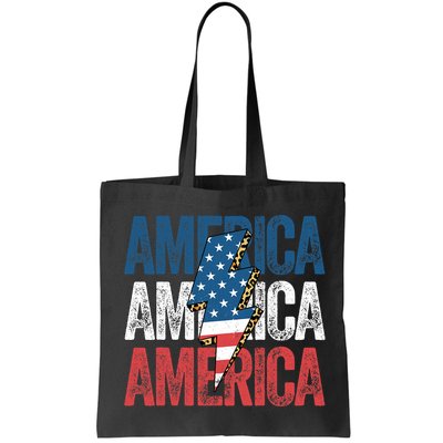 America Cheetah Leopard Lightning Bolt 4th Of July Bag