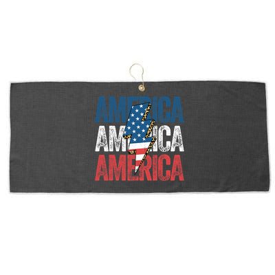 America Cheetah Leopard Lightning Bolt 4th Of July Large Microfiber Waffle Golf Towel