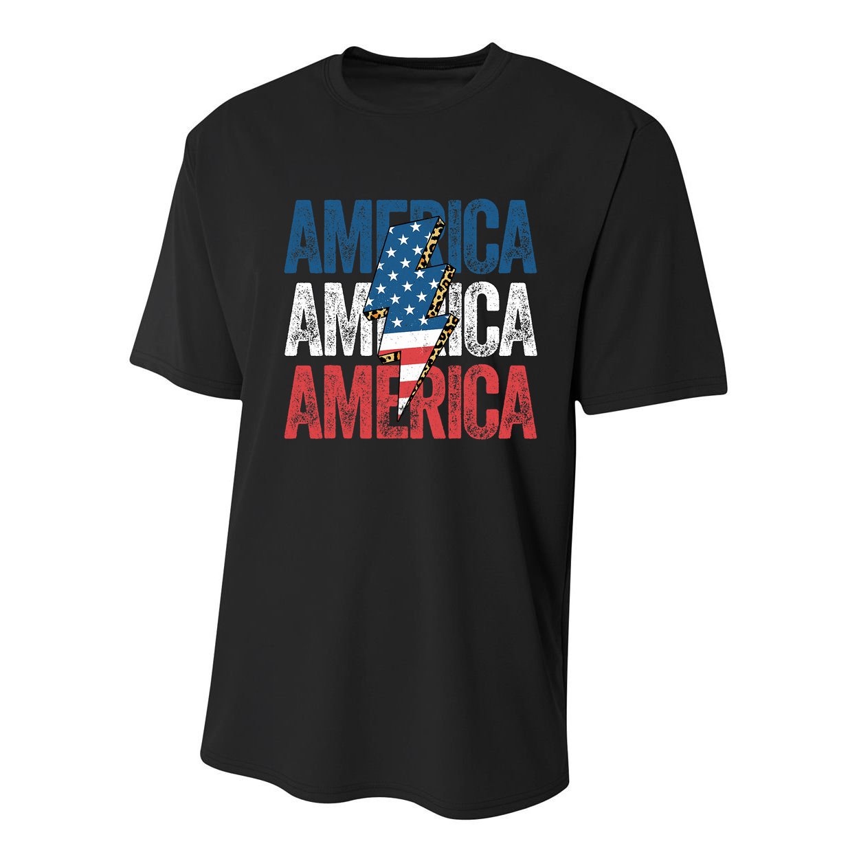 America Cheetah Leopard Lightning Bolt 4th Of July Youth Performance Sprint T-Shirt