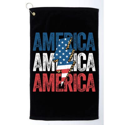 America Cheetah Leopard Lightning Bolt 4th Of July Golf Towel