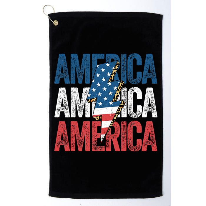 America Cheetah Leopard Lightning Bolt 4th Of July Golf Towel