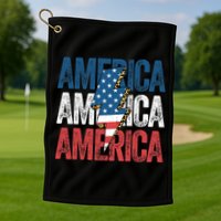 America Cheetah Leopard Lightning Bolt 4th Of July Golf Towel