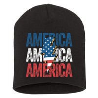 America Cheetah Leopard Lightning Bolt 4th Of July Short Acrylic Beanie