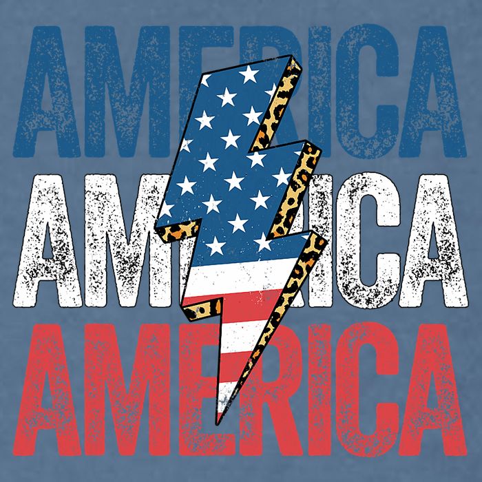 America Cheetah Leopard Lightning Bolt 4th Of July Garment-Dyed Sweatshirt