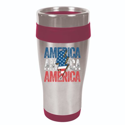 America Cheetah Leopard Lightning Bolt 4th Of July 16oz Travel Tumbler