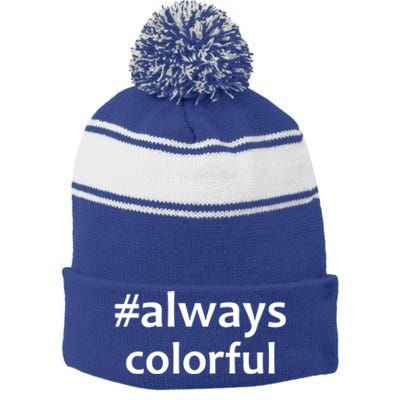 *Always Colorful Lgbtq Pride Celebrating Differences Novelty Gift Stripe Pom Pom Beanie