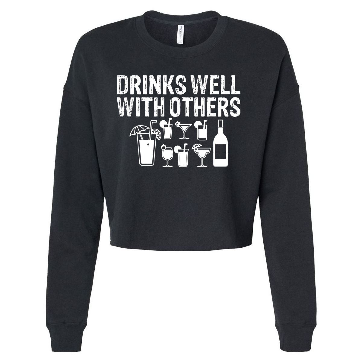 Alcohol Cocktail Lover Alcoholic Fan Funny Pun Cute Gift Cropped Pullover Crew