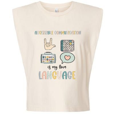 Accessible Communication Love Language AAC SLP Valentines Garment-Dyed Women's Muscle Tee