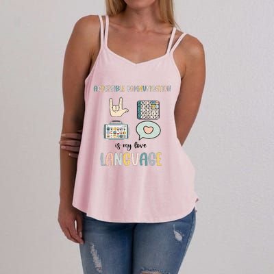 Accessible Communication Love Language AAC SLP Valentines Women's Strappy Tank