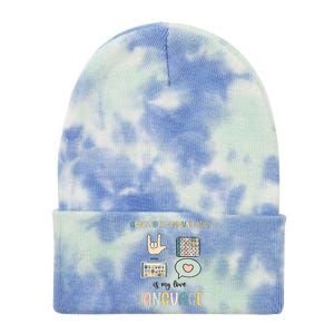 Accessible Communication Love Language AAC SLP Valentines Tie Dye 12in Knit Beanie