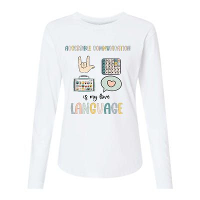 Accessible Communication Love Language AAC SLP Valentines Womens Cotton Relaxed Long Sleeve T-Shirt