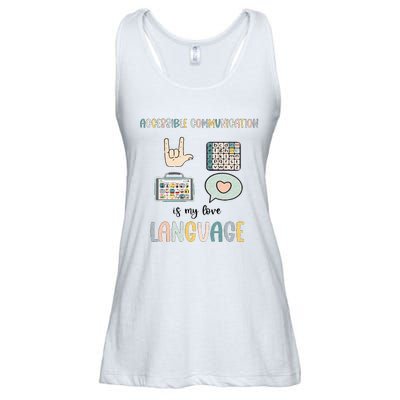 Accessible Communication Love Language AAC SLP Valentines Ladies Essential Flowy Tank