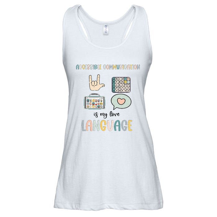 Accessible Communication Love Language AAC SLP Valentines Ladies Essential Flowy Tank