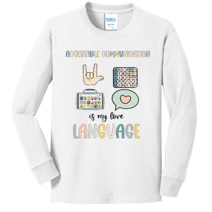 Accessible Communication Love Language AAC SLP Valentines Kids Long Sleeve Shirt