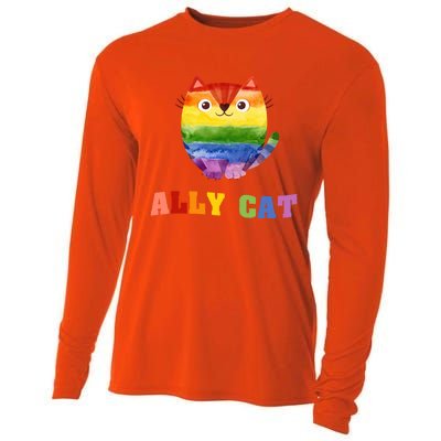 Ally Cat Lgbtq+ Ally Allies Cute Cat Pride Gift Cooling Performance Long Sleeve Crew