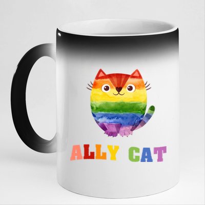 Ally Cat Lgbtq+ Ally Allies Cute Cat Pride Gift 11oz Black Color Changing Mug