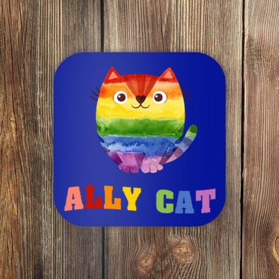 Ally Cat Lgbtq+ Ally Allies Cute Cat Pride Gift Coaster