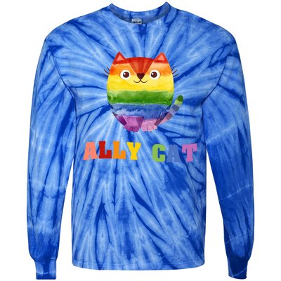 Ally Cat Lgbtq+ Ally Allies Cute Cat Pride Gift Tie-Dye Long Sleeve Shirt