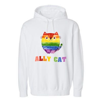 Ally Cat Lgbtq+ Ally Allies Cute Cat Pride Gift Garment-Dyed Fleece Hoodie