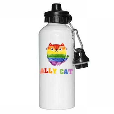 Ally Cat Lgbtq+ Ally Allies Cute Cat Pride Gift Aluminum Water Bottle