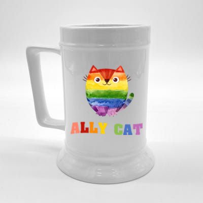 Ally Cat Lgbtq+ Ally Allies Cute Cat Pride Gift Beer Stein