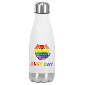 Ally Cat Lgbtq+ Ally Allies Cute Cat Pride Gift Stainless Steel Insulated Water Bottle